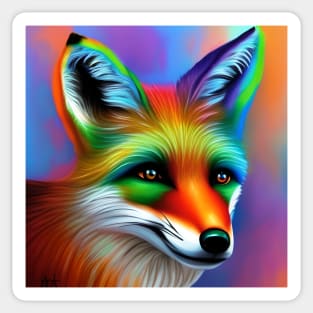 Fox Rainbow Painting Sticker